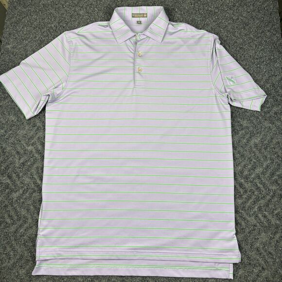 Peter Millar Shirt Men’s Medium Summer Comfort Polo Performance Purple Stripes - Picture 2 of 7